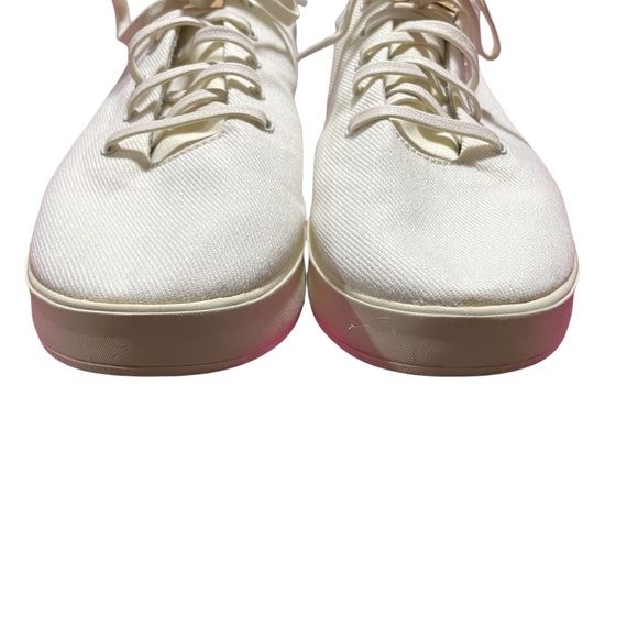 Olu Kai 10 White Canvas Sneakers Textile Rubber Outer Sole - Picture 3 of 7